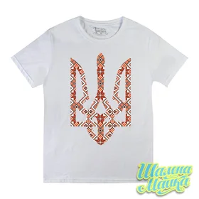 Прикольные футболки: Герб Вышиванка 03 Белая